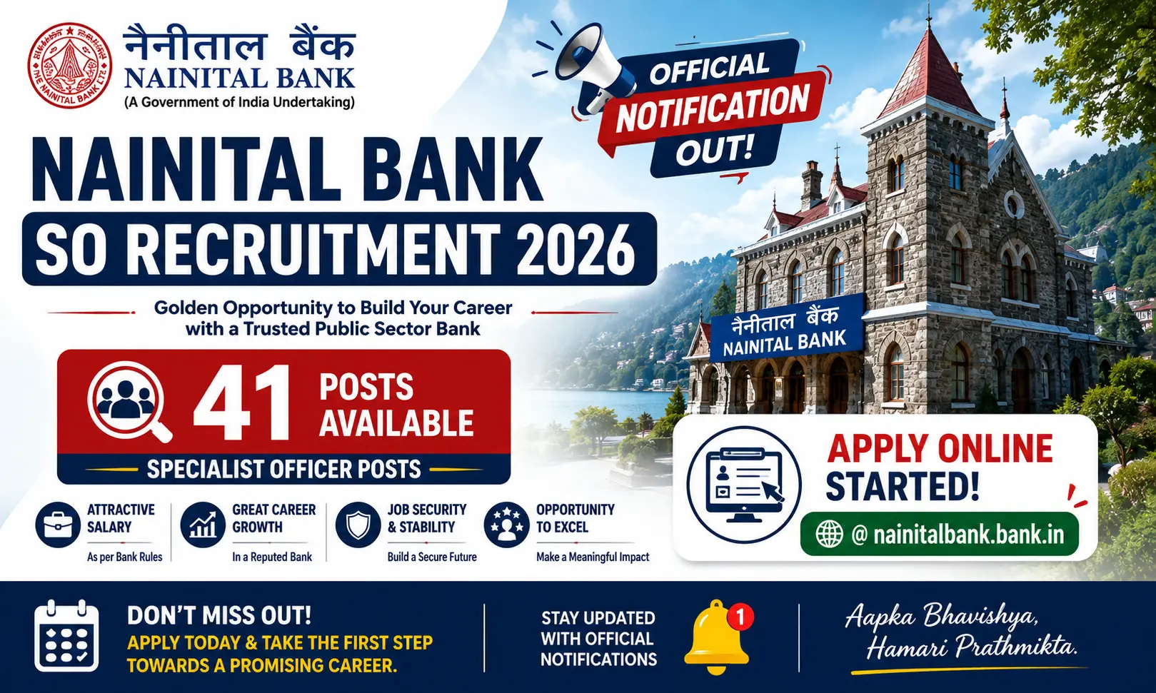 Nainital Bank SO Recruitment 2026 notification for 41 posts breakdown by Vidya365