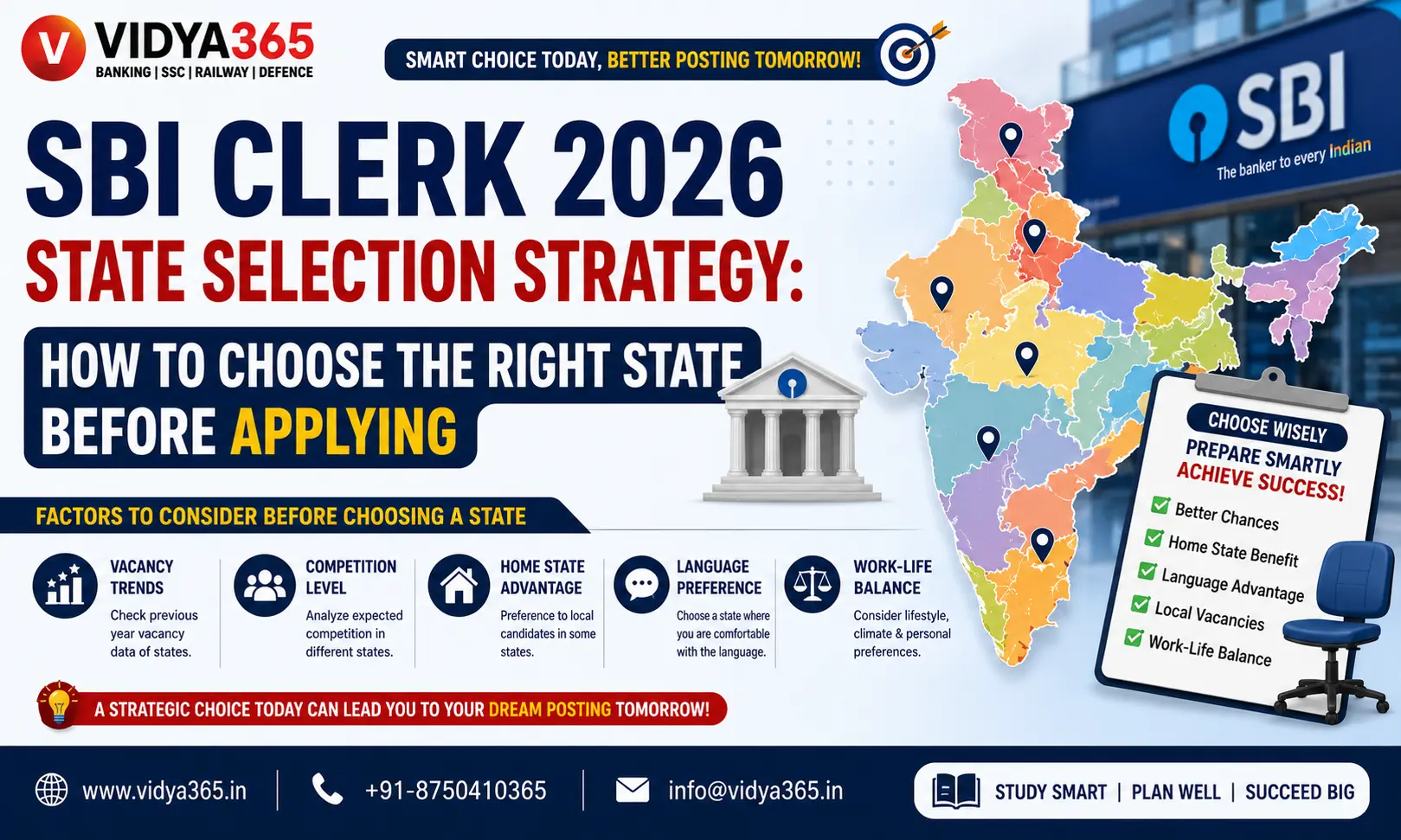 SBI Clerk 2026 State Selection Strategy decision guide by Vidya365