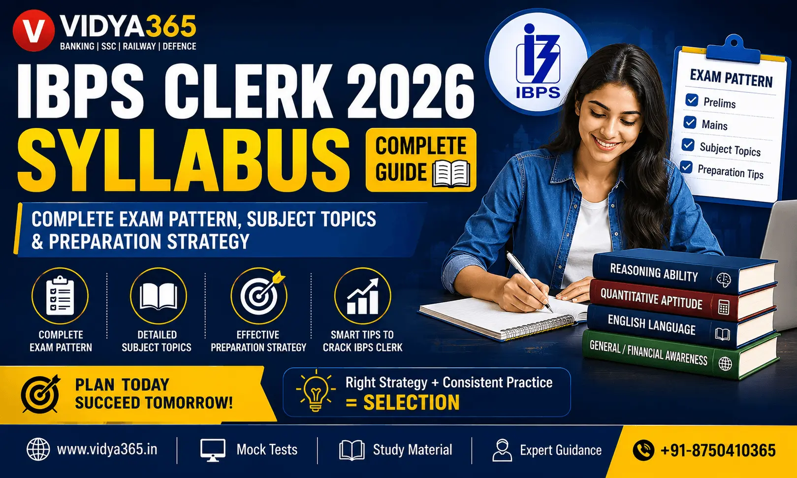 IBPS Clerk 2026 Syllabus and Exam Pattern complete guide by Vidya365