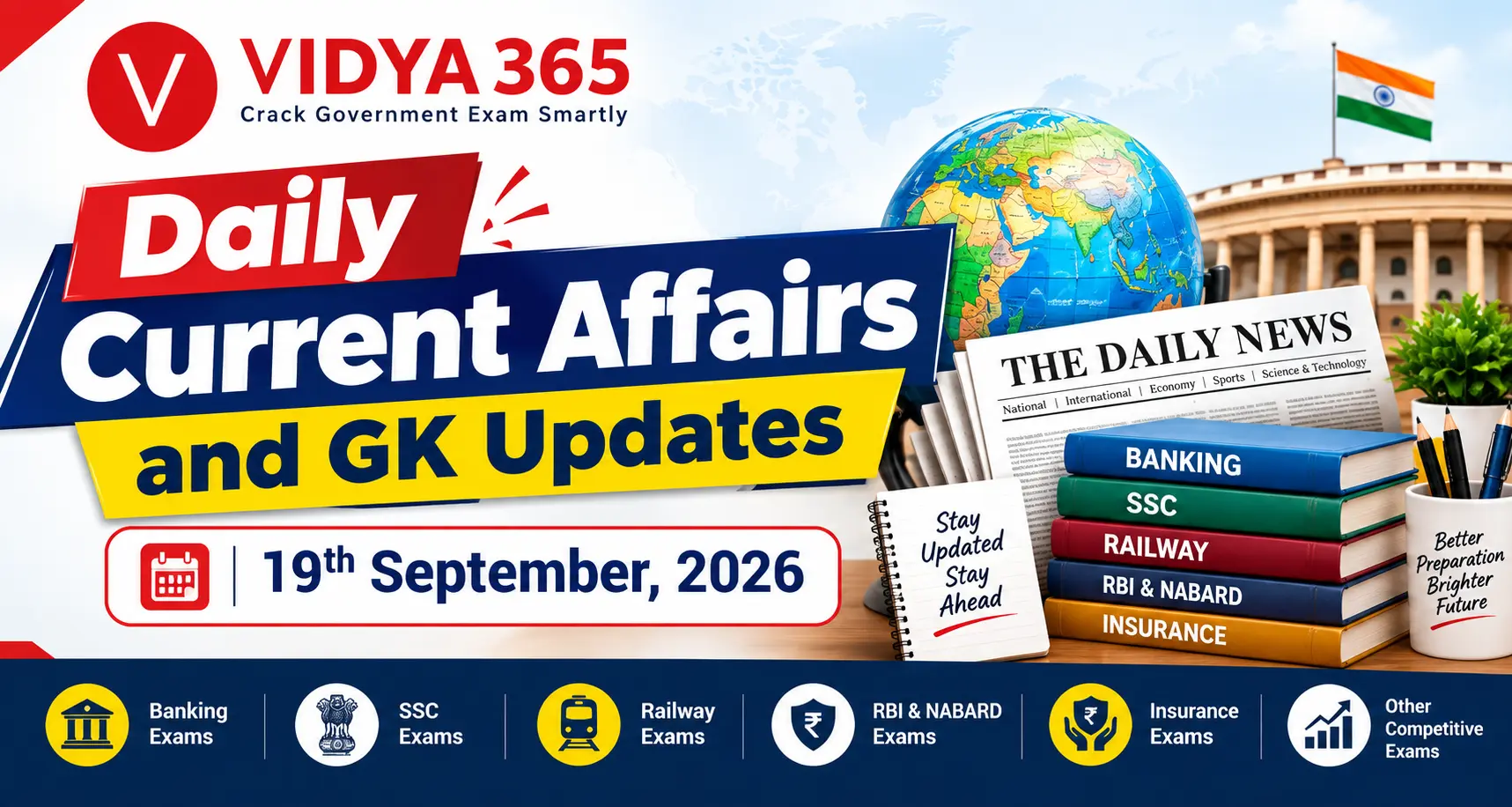 Daily Current Affairs and GK Updates 19th September 2026 by Vidya365