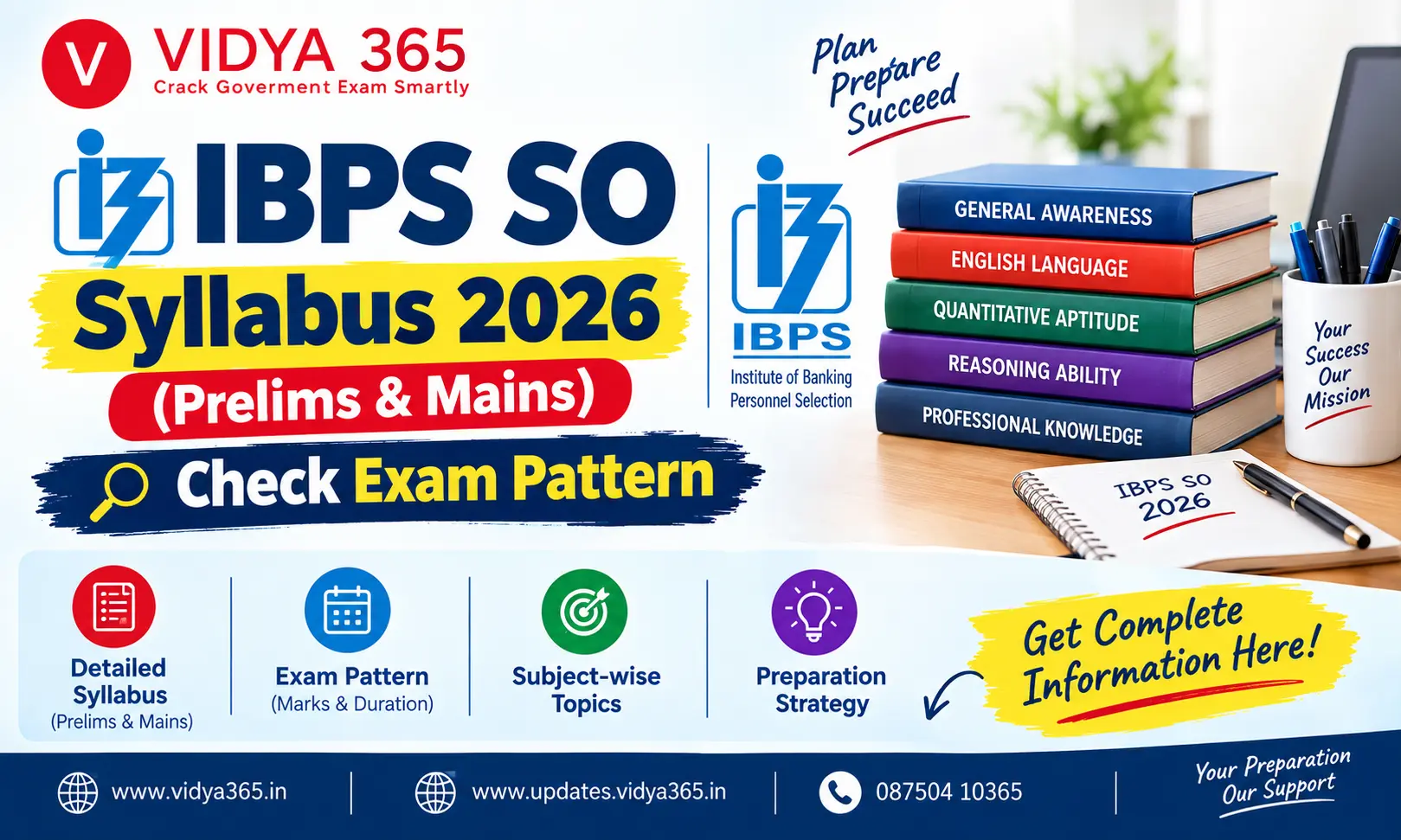 IBPS SO Syllabus 2026 Prelims and Mains exam pattern breakdown by Vidya365