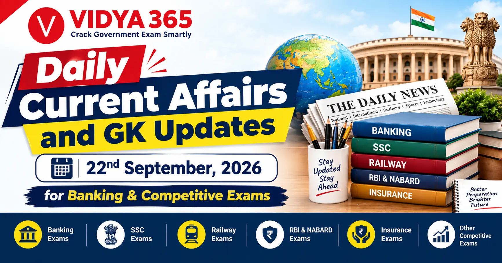 Daily Current Affairs and GK Updates 22nd September 2026 by Vidya365